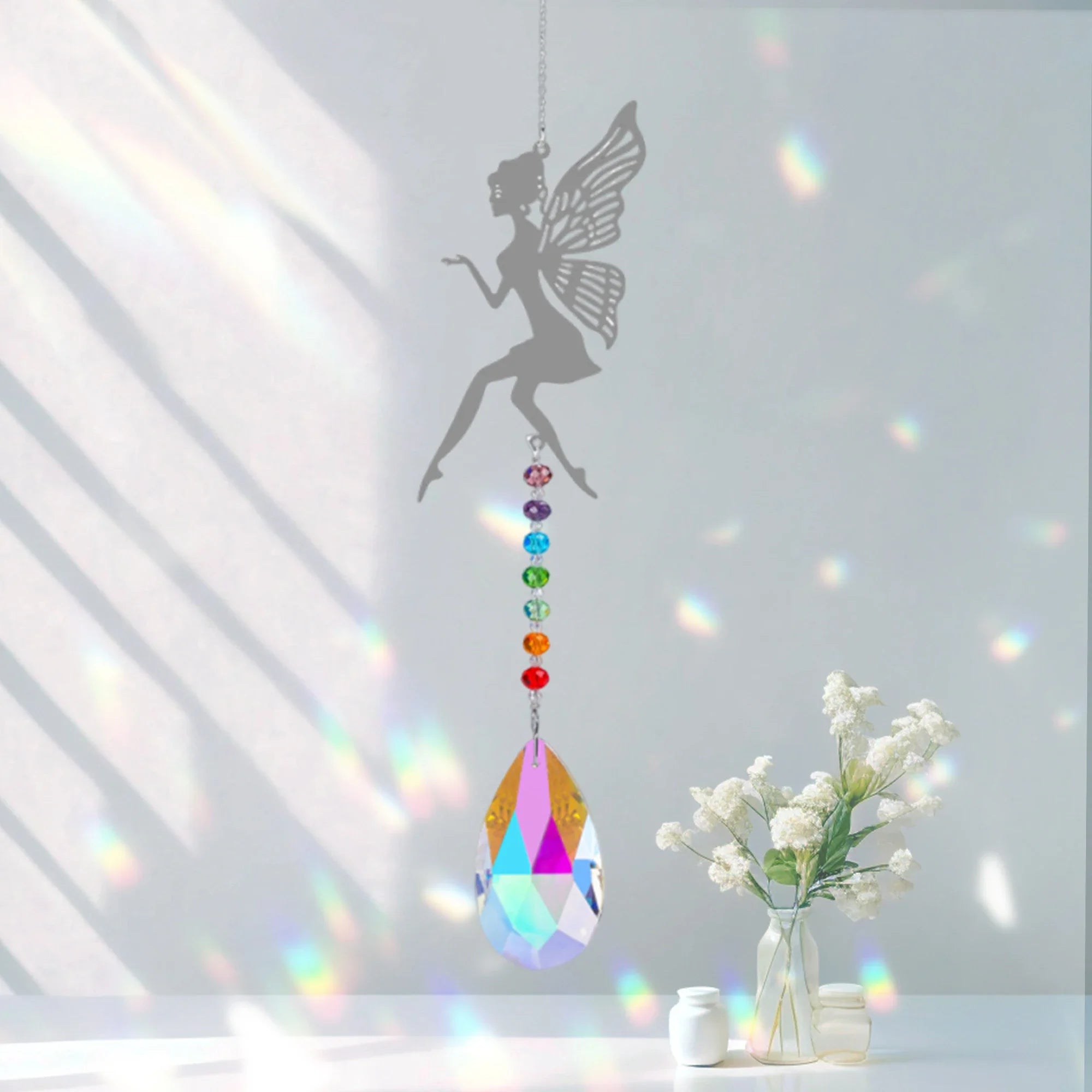 Animal metal sheet butterfly pendant crystal ball prism sun catcher DIY hanging decoration window decoration garden sun catcher