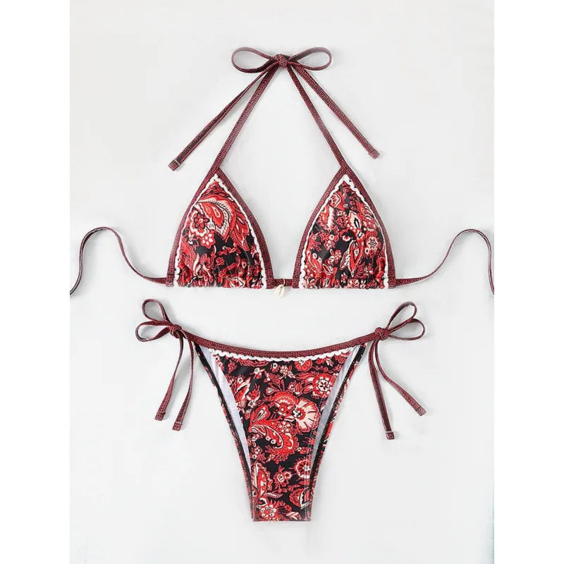 2026 New Halter String Triangle Two Piece Bikini Women Swimwear Female Swimsuit Bathers Bathing Swimming Suit Beachwear Summer