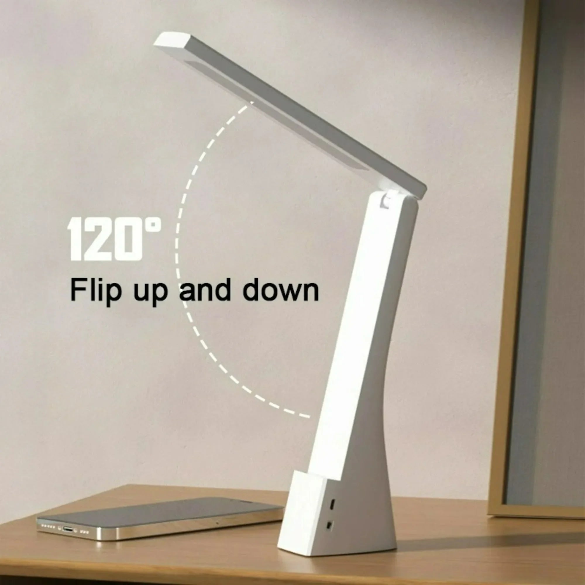 LED Folding Desk Lamp Touch 3 Color Dimming Charging and Pluging Eye Protection Learning Table Lamp Bedroom Bedside Night Light