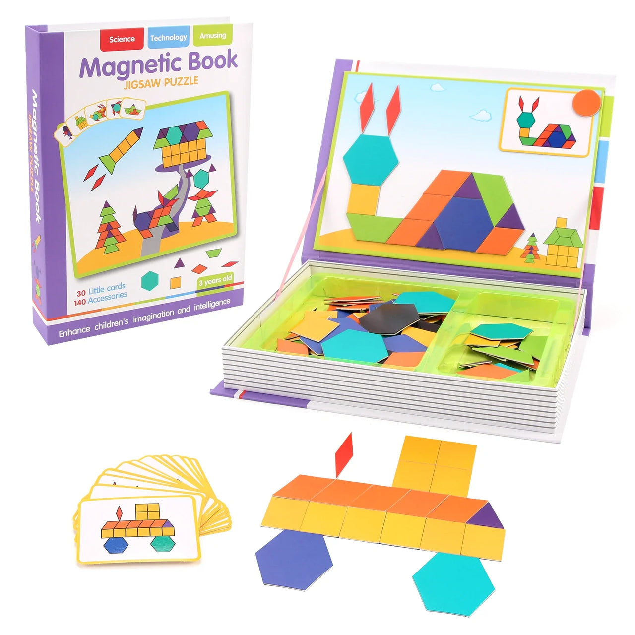 Kids Intelligent 3D Jigsaw Toys Magnetic Puzzle Book Brain Training Games Educational Montessori Toys for Kids Gifts Xmas Toys