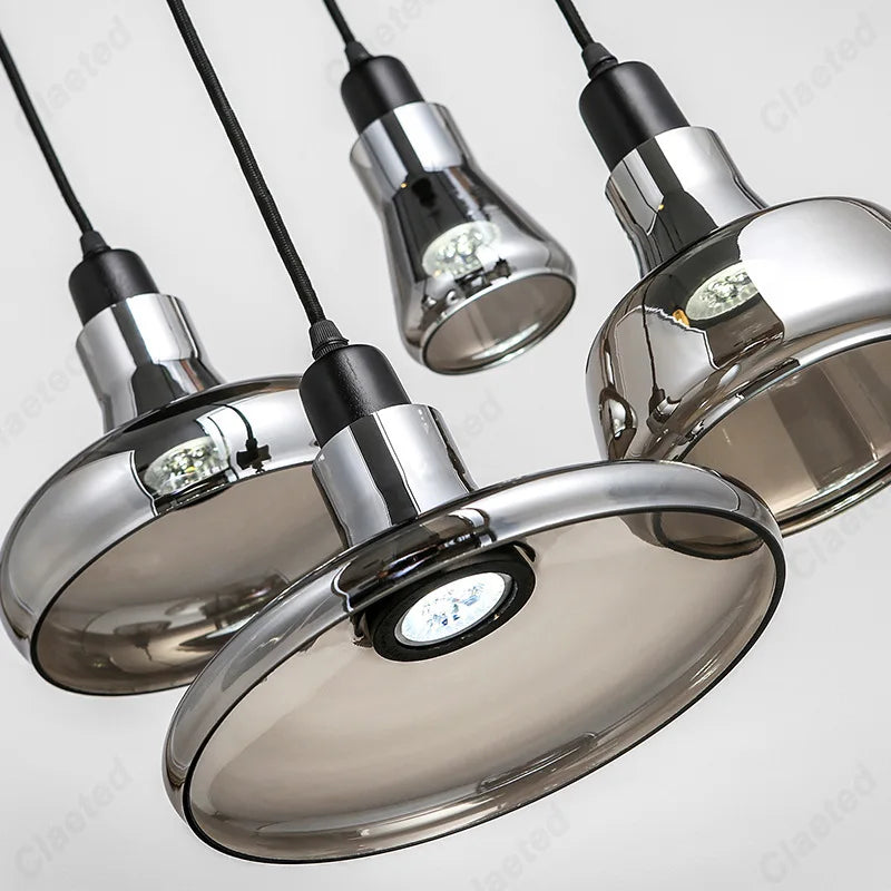 European Modern Minimalist LED Glass Chandelier Bar Restaurant Living Room Coffee Shop Bedroom Decorative Lighting