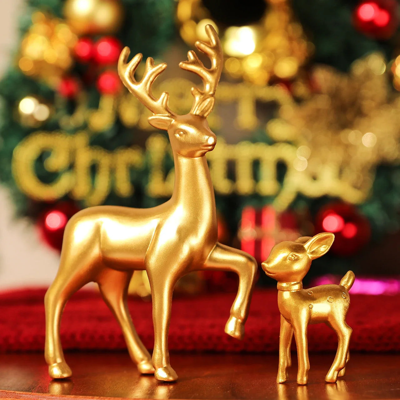2 pcs/set, Christmas reindeer family set, Christmas Decor, Resin Statue Festive Home Decorations, Indoor Decor ,Christmas gifts.