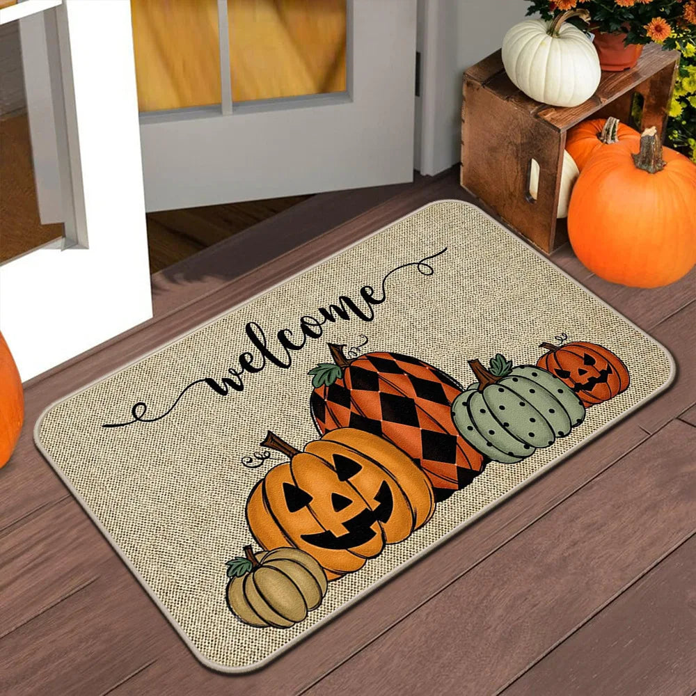 VIKAMA Halloween Autumn Door Mat Thanksgiving Welcome Mat Indoor/Outdoor Anti-Slip Carpet Home Decoration