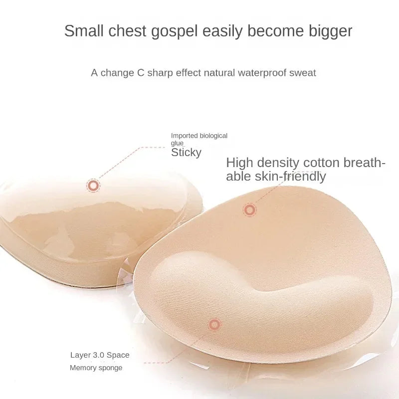 3D Thicken Chest Pads Bikini Set Push Up Padded Swimsuit Women Swimwear Silicone Thicker Breathable Sponge Bra Pad Nipple Cover