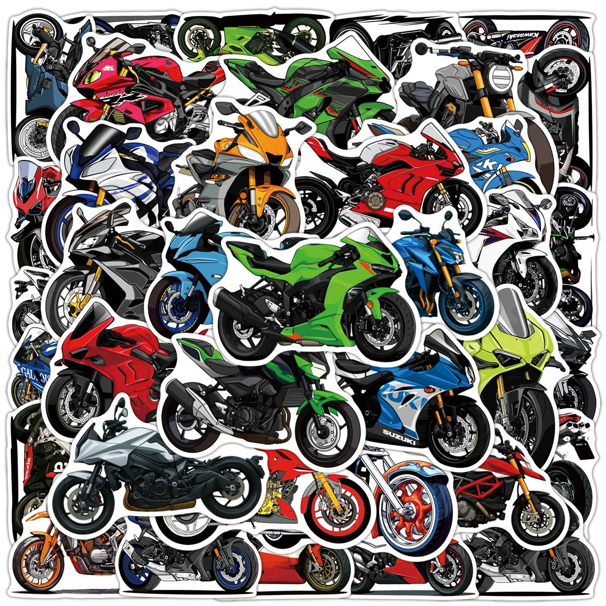 50/100PCS Cartoon Motorcycle Graffiti Stickers Decorative Luggage Notebook Car Waterproof Stationery Stickers
