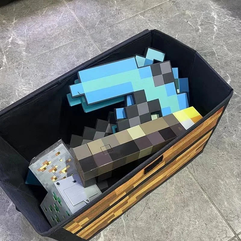 Pixel Style Storage Chest Large Capacity Foldable Fabric Box with Handles Dustproof Clothes Blanket Organizer for Kid Home Decor