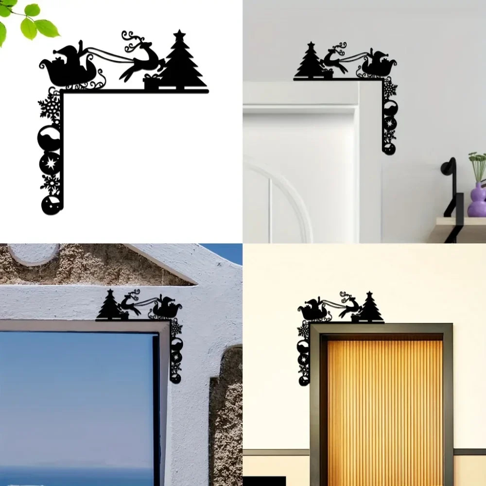 Charming Metal Sleigh Wall Stickers: Ideal for Door Corner Decorations, Christmas Party Decor and Stylish Metal Wall Hanging