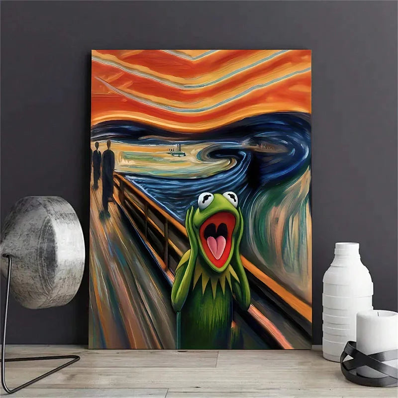 Modern Abstract Wall Art Screaming Frog Painting HD Canvas Print Poster Home Living Room Bedroom Classroom Decoration