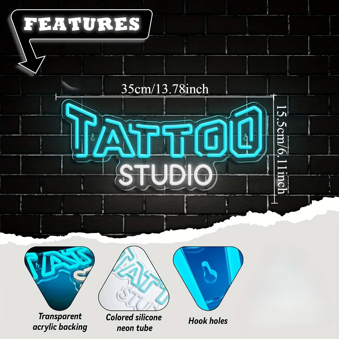 Tattoo Studio Neon Sign Blue White Glow Professional Led Light for Tattoo Shop Bar Club Home Wall Decor Custom Business Sign Art