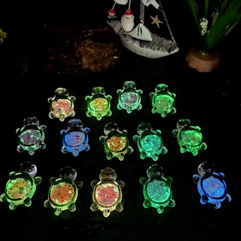 Luminous Mini Sea Turtle Statues Random Selection Ocean Animal Themed Party Decor, Garden Micro Landscape DIY Bead Crafts