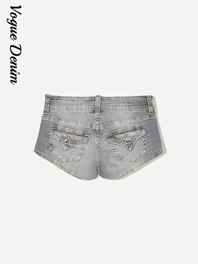 Summer Sexy Woman Denim Mini Pants Slim Low Waist Pockets Straight Short Jeans 2026 New Fashion High Street Women's Trousers
