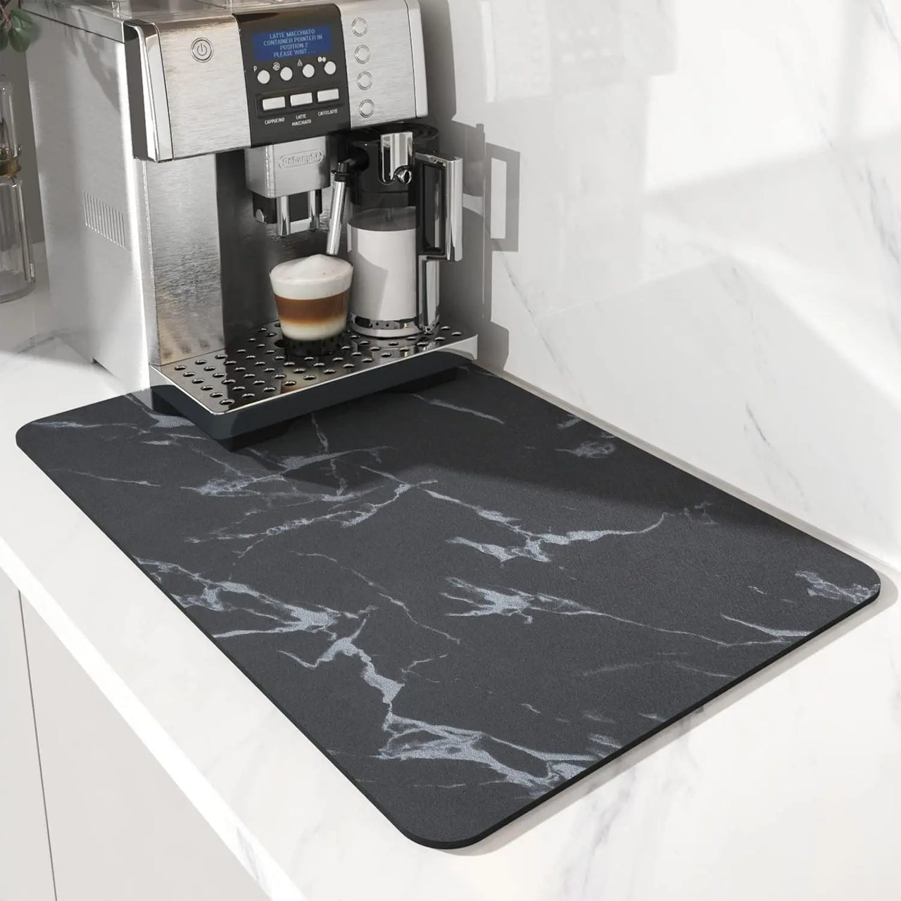 VIKAMA Coffee Machine Mat Rubber Backing Water-Absorbent Dish Drying Pad Kitchen Worktop Drainage Mat Home Decor