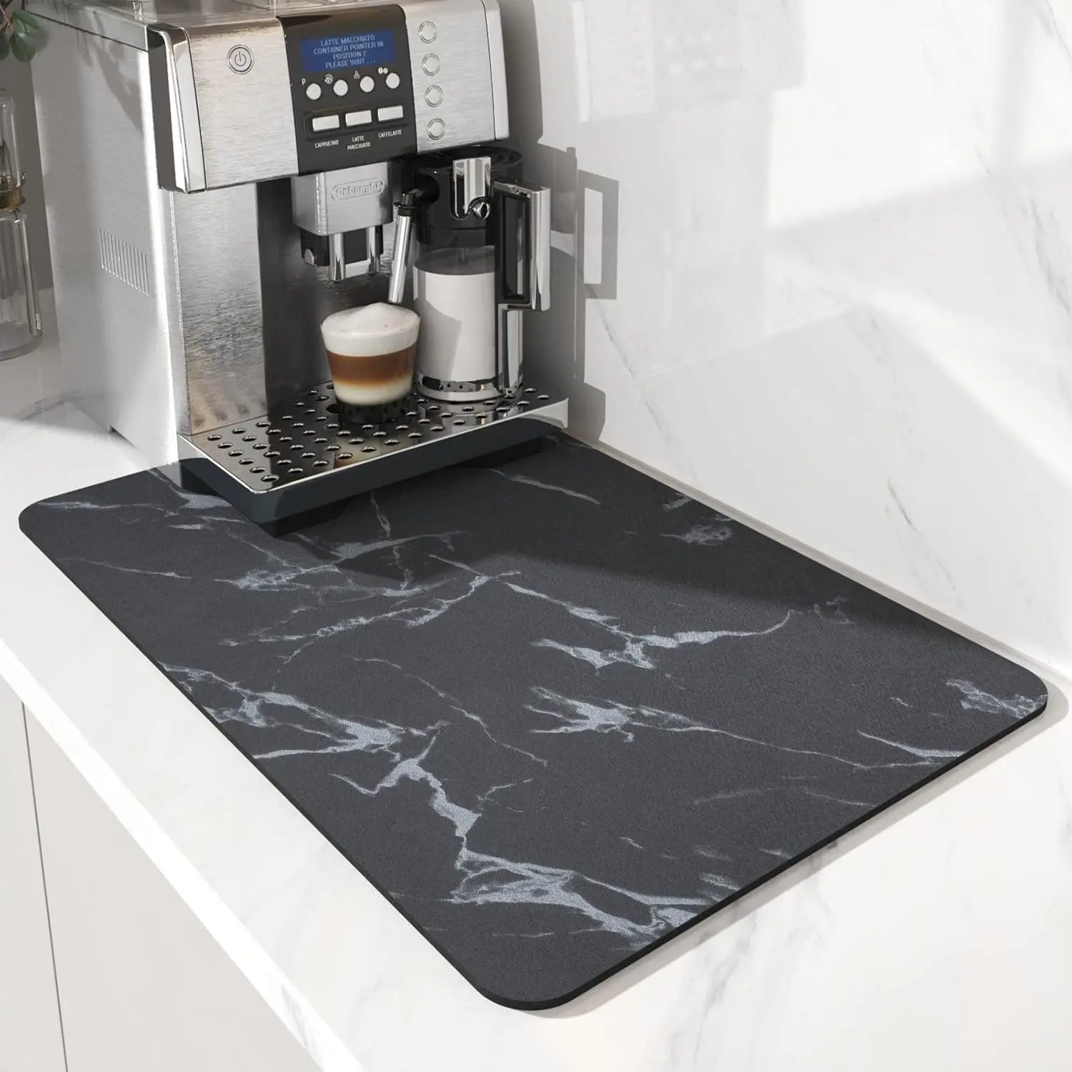 VIKAMA Coffee Machine Mat Rubber Backing Water-Absorbent Dish Drying Pad Kitchen Worktop Drainage Mat Home Decor
