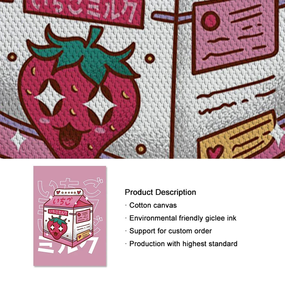 Japanese Kawaii Cuisine Poster Ramen Drink Milk Canvas Painting Wall Picture Soda Water Vapor Wave Print Restaurant Decoration