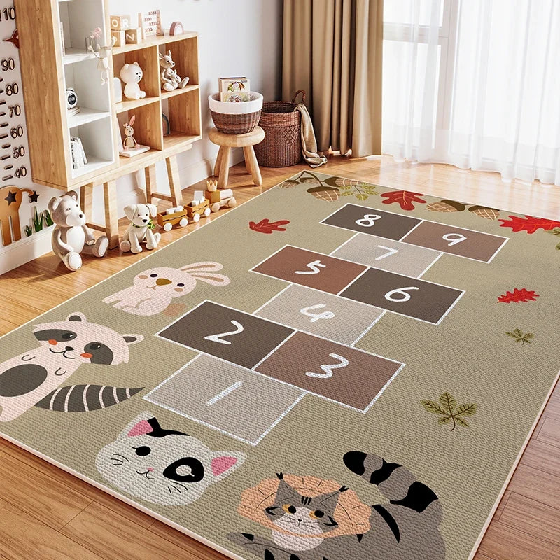 VIKAMA Children's Room Crystal Pile Rug Stain Resistant Washable Bedroom Bed Rug Game Rug Living Room Crawl Mat Home Decor