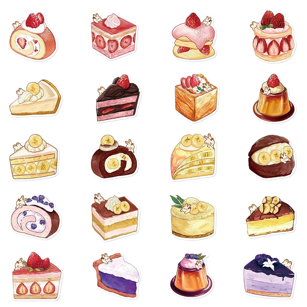 10/20/40pcs Cute Kawaii Cartoon Food Cake Dessert Aesthetic Stickers Decals Laptop Phone Scrapbook Stationery Sticker Kid Toy