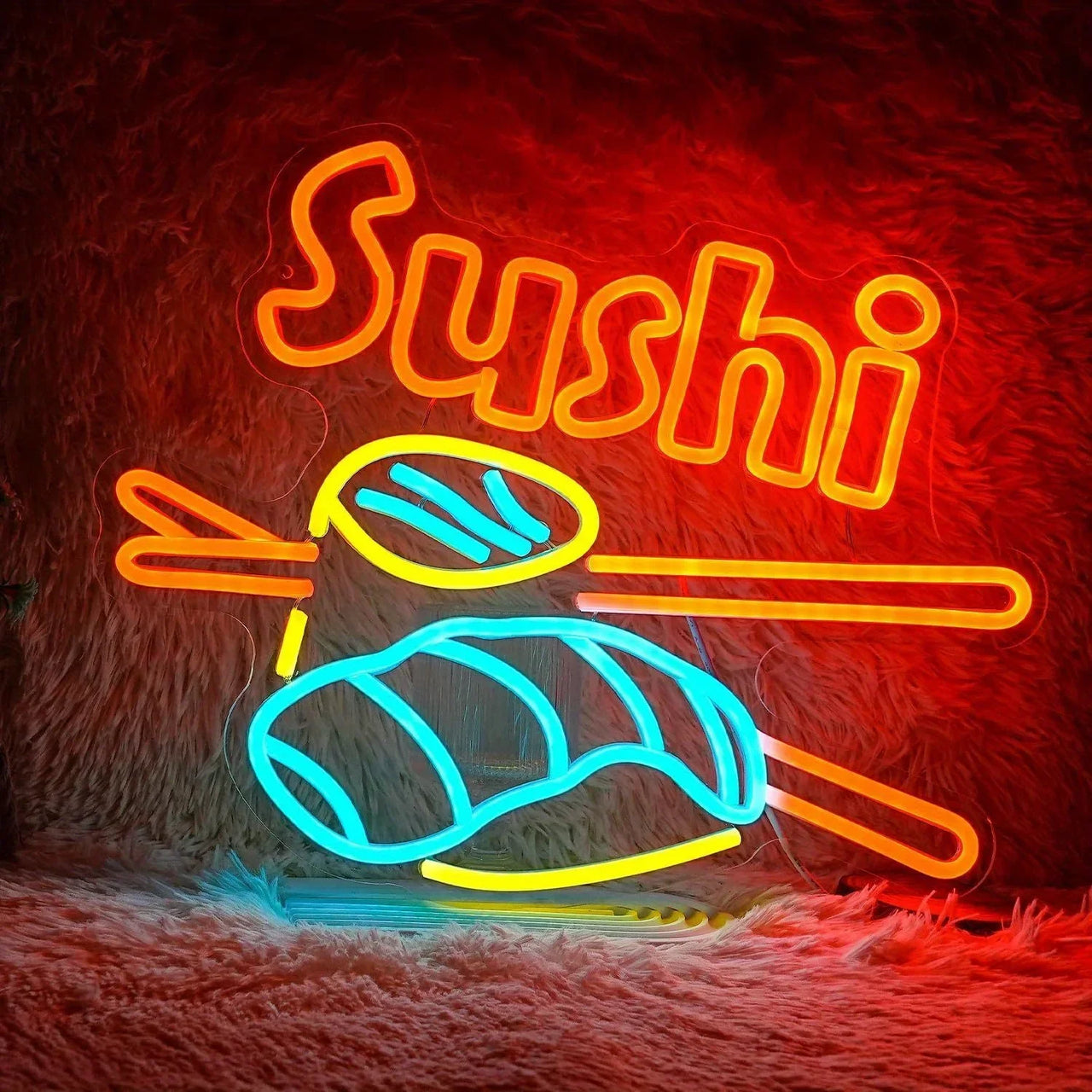 Sushi Neon Sign LED Sushi Light Sign Wall Decoration USB Powered Bright Neon Sushi Sign Shops Sushi Restaurant Kitchen Party