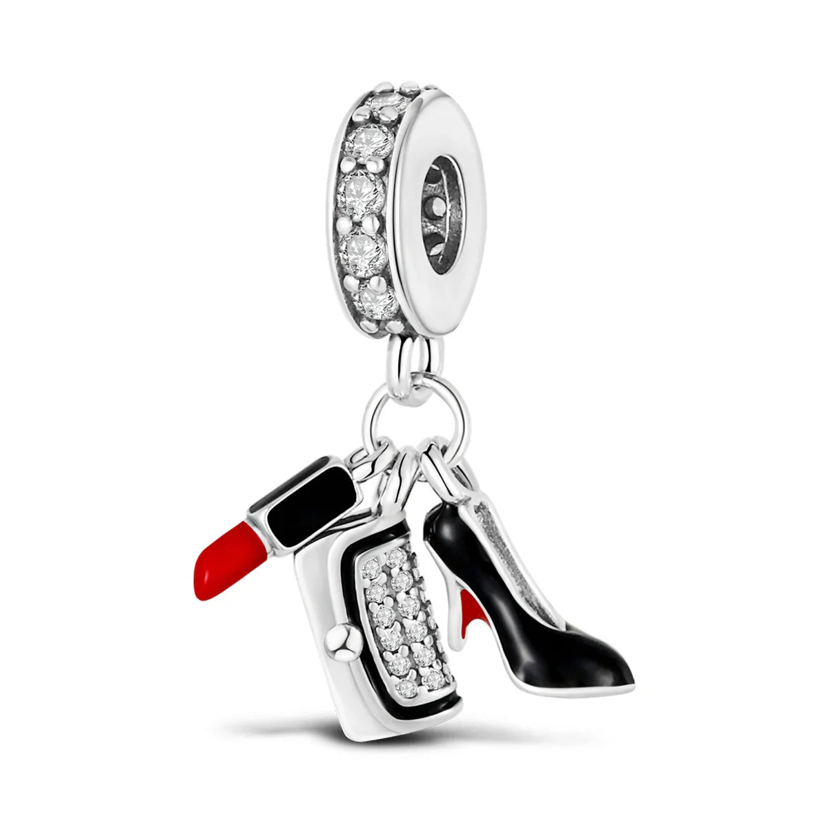 Fit Original Bracelet 925 Silver Ballet Girl Red High Heels Charms Pendants For Women Jewelry Making Gift