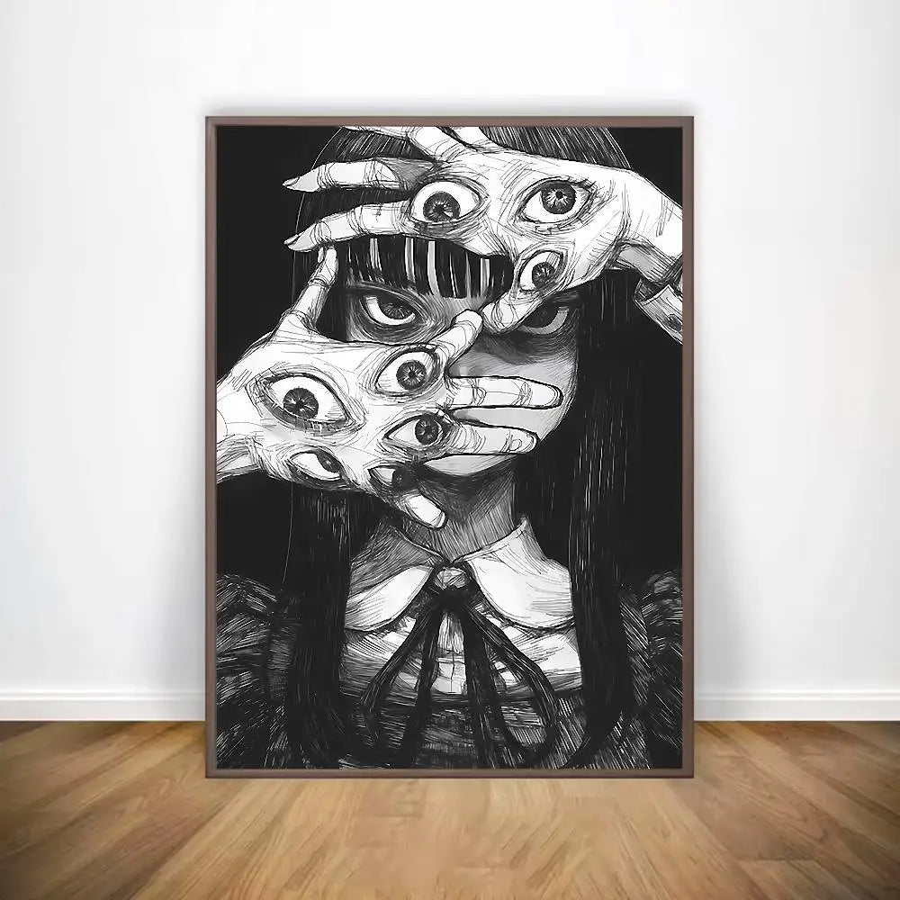 Black And White Ito Junji Tomie Poster HD Art Sticky Wall Waterproof Home Living Room Bar Decoration