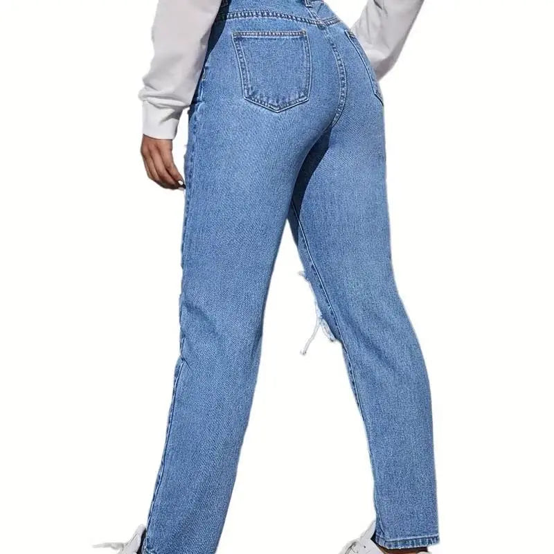 Sexy High Waist Women's Denim Jeans PD08286 New Arrival Blue Hole Punch Design Long Pants Spring 2024 Faion Ladies' Wear