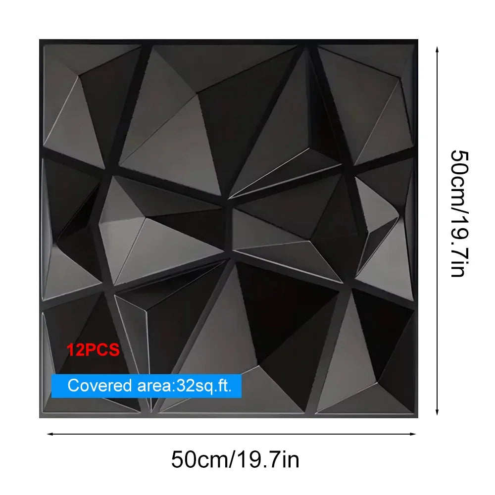 12 Pcs 50x50cm 3D Wallpanel PVC DIY Home Decoration Wallboard For Indoor Wall Living Room TV Decoration Stereo Wall Sticker