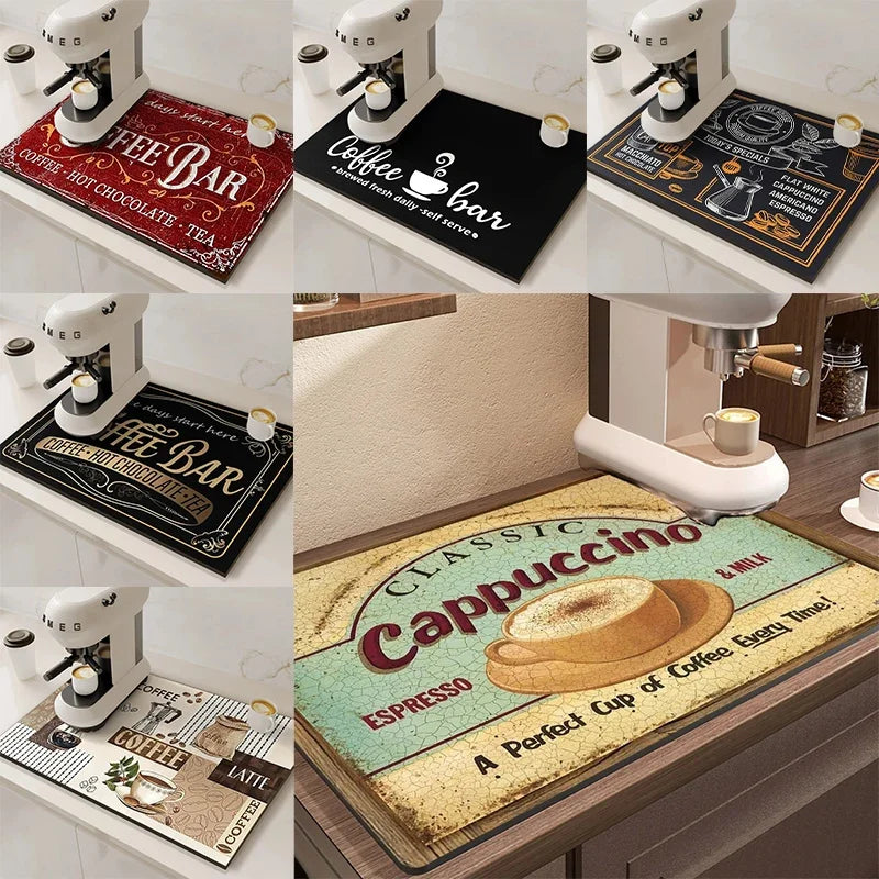 VIKAMA Coffee Machine Absorbent Mat Water and Oil Absorbent Kitchen Dish Drainer Quick-Drying Absorbent Mat Dish Mat Home Decor