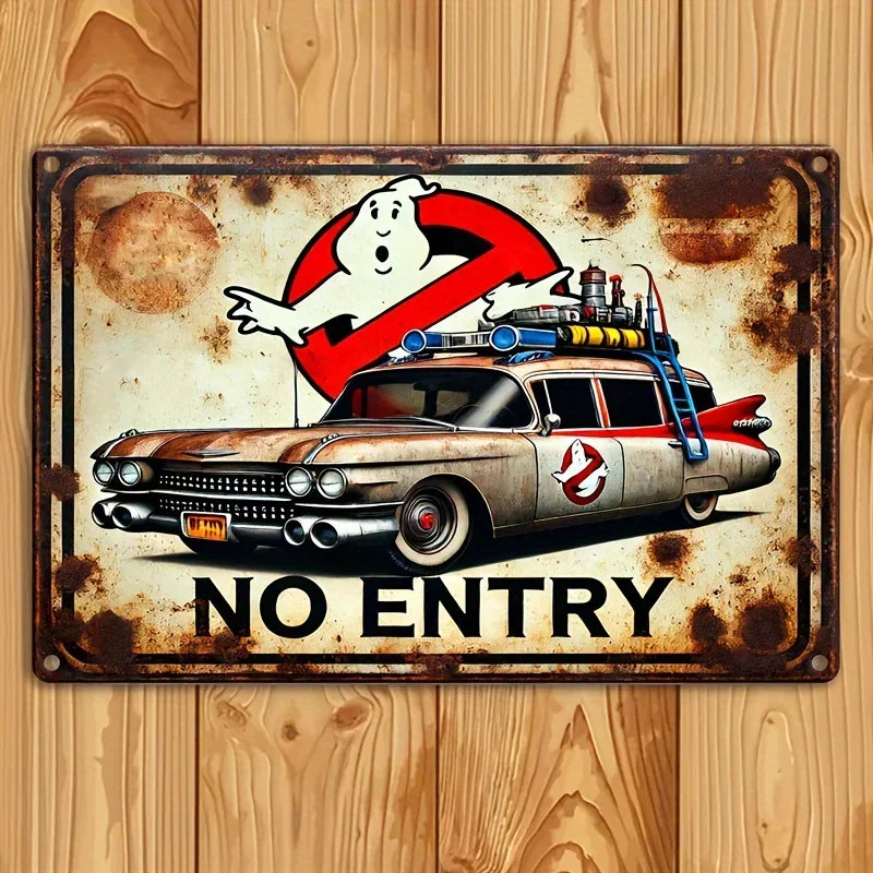 Ghostbusters Retro Metal Wall Art | Iconic Movie Decor for Themed Spaces | Easy to Install & Long-Lasting for Homes