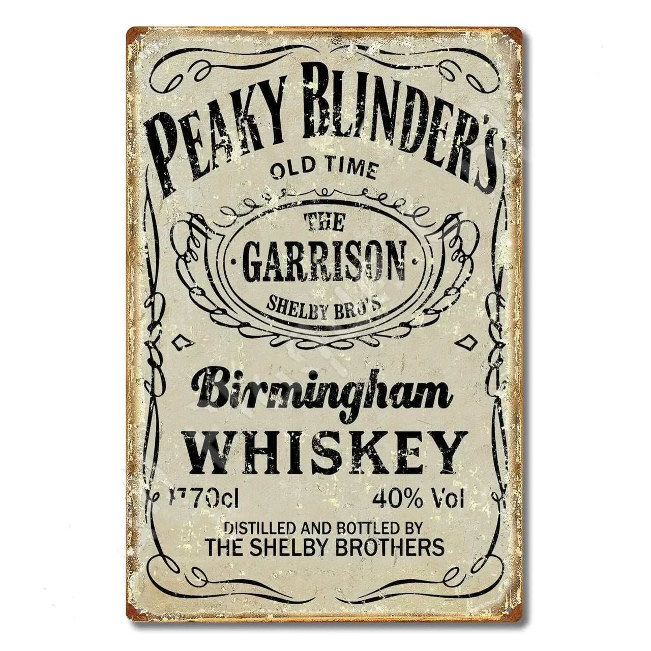 P-Peakys B-Blinders Whiskey Metal Sign - Retro Tin Plaque with Iconic Flat Cap & Whiskey Bottle Art, Eye-Catching Wall Decor