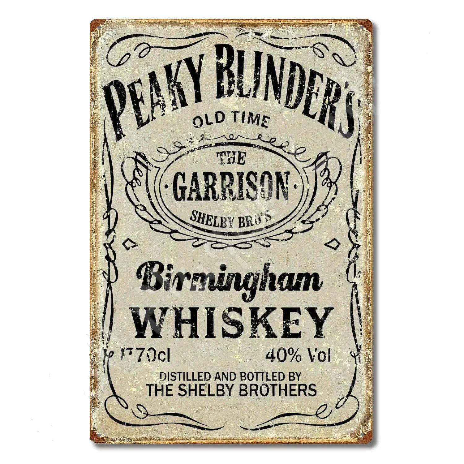 P-Peakys B-Blinders Whiskey Metal Sign - Retro Tin Plaque with Iconic Flat Cap & Whiskey Bottle Art, Eye-Catching Wall Decor