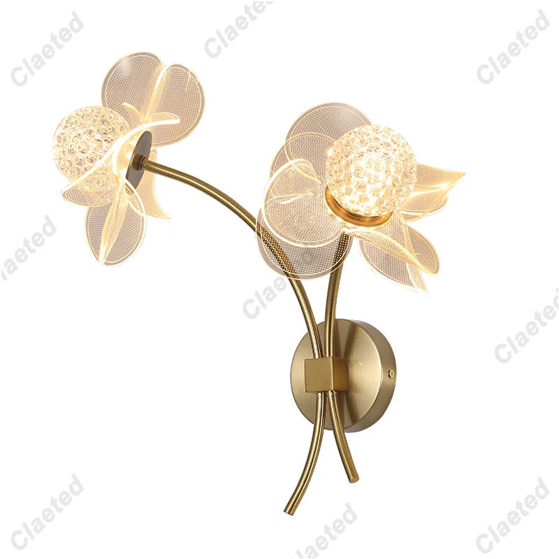 Flower Led Wall Lamps for Living Room Bedroom Bedside Sconce Light Modern Hallway Restaurant Background Decoration Lighting Deco