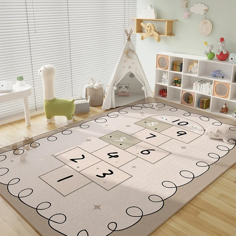 VIKAMA Children's Room Crystal Pile Rug Stain Resistant Washable Bedroom Bed Rug Game Rug Living Room Crawl Mat Home Decor