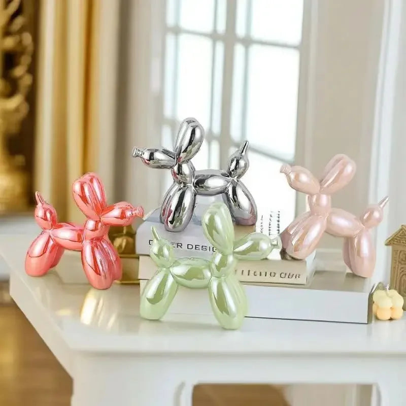 Nordic Ceramic Balloon Dog Abstract Ornament Creative Sculpture Study Room Statue Home Office Accessories Festival Decoration