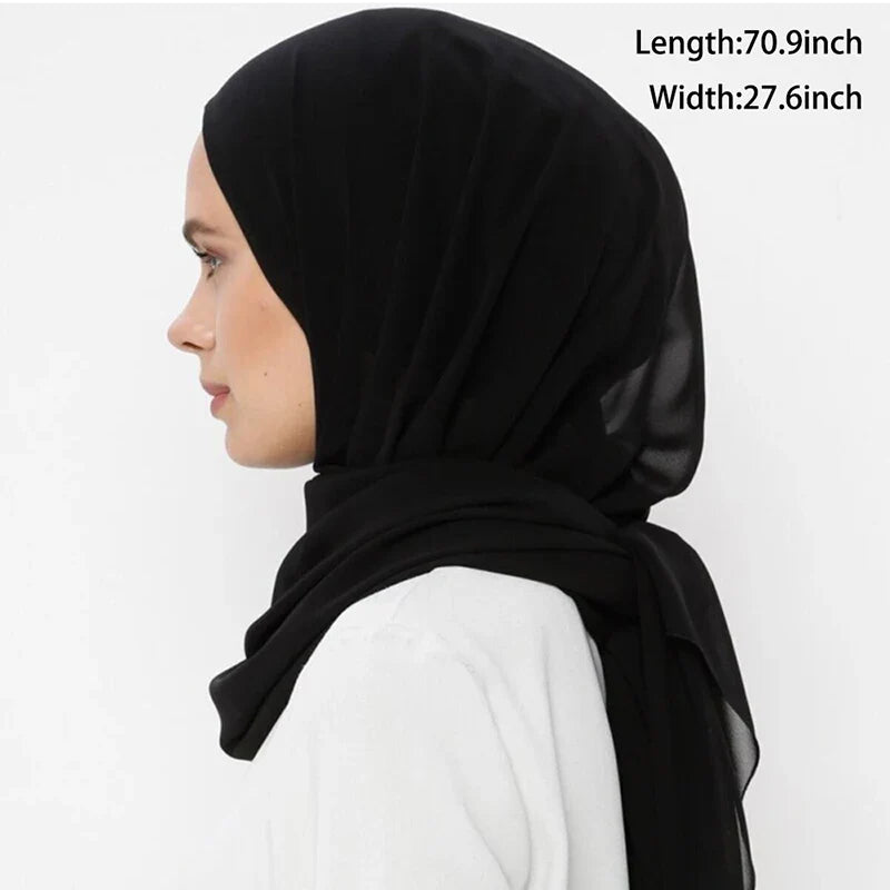 New Plain Instant Hijab Bubble Chiffon With Modal Tube Cap Set Muslim Woman Hijab Innerscarf Casual Long Scarf Islamic Turban