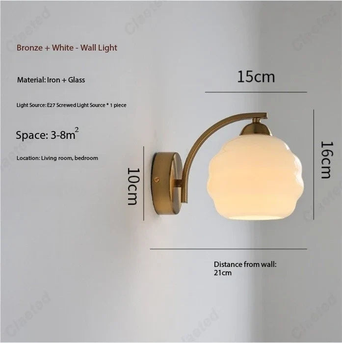 European New LED Retro Glass Wall Lamp Living Room Corridor Bedroom Bedside Decorative Lighting E27