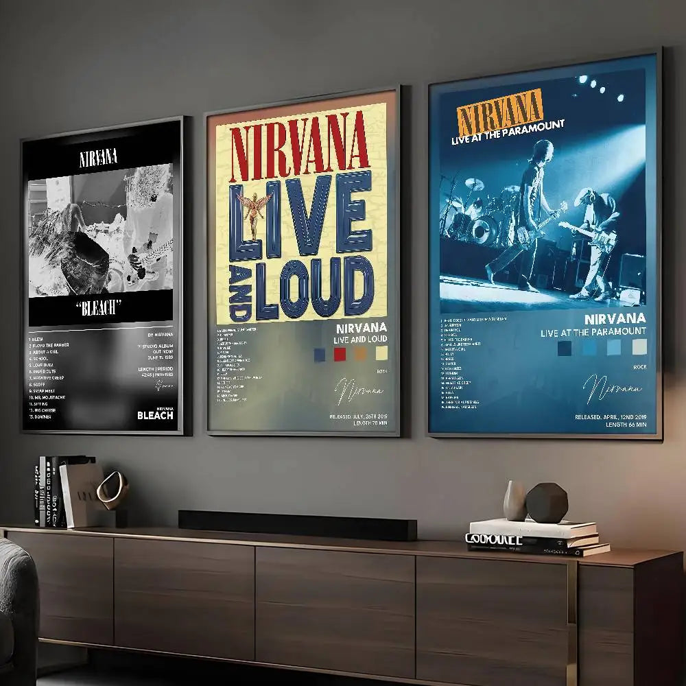 Band N-N-Nir-va-naS Poster HD Art Sticky Wall Waterproof Home Living Room Bar Decoration