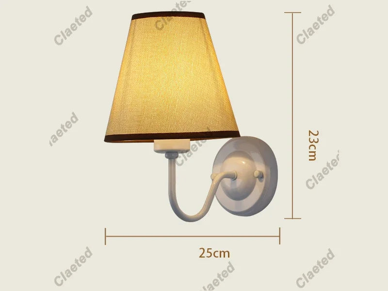 110V/220V Wall Lamp with LED E27 Bulb Fabric Lampshade Wall Sconces for Hotel Bedroom Bedside Living Room Stairs Home Decoration
