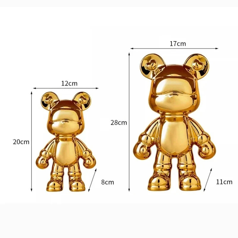 Bear Ceramic Bank Sculpture Animal Money Box Statue for Home Office Decor With Coin Slot Novelty Football Enthusiasts Gift