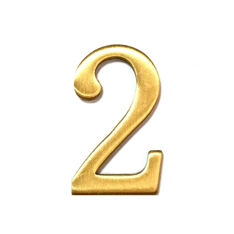Brass House Number Self-Adhesive 3D Door Numbers Hotel Home Sticker Address Mailbox Numbers #0-9 Home Decoration