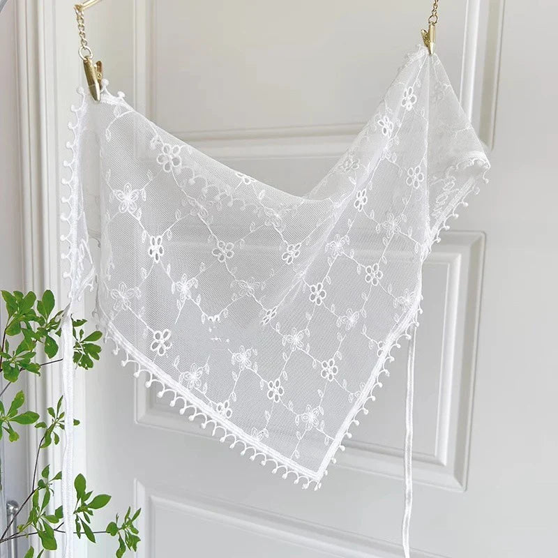 2025 HOT SALE! Y2K Women Lace Tulle Bandage Skirt Stacked Lace Half Skirt Layering Small Butt Curtain Flower Triangle Hair Scarf