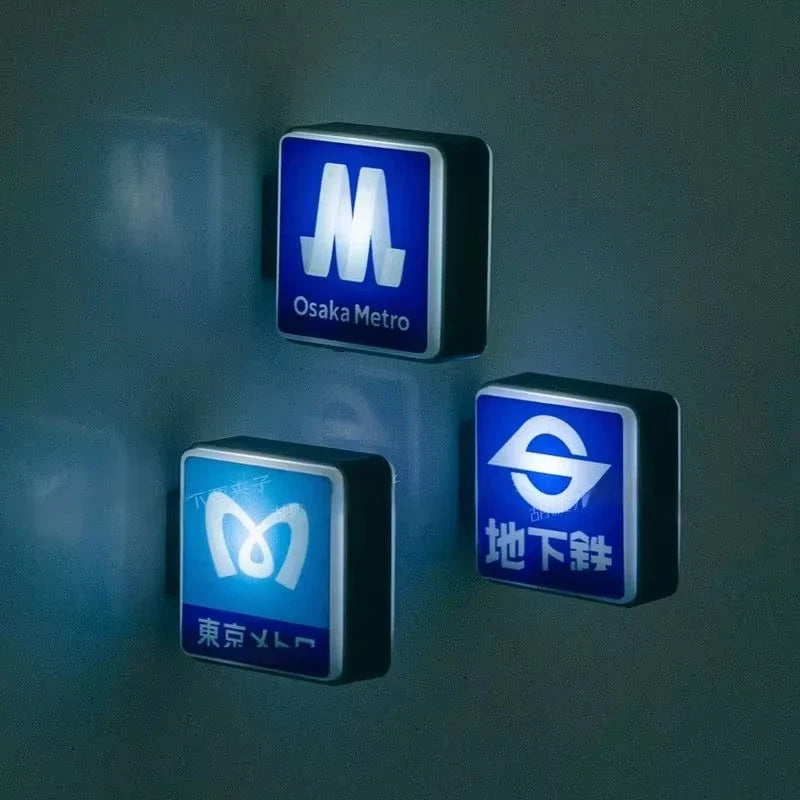 Japan Subway Light Sign 3d Fridge Magnets Luminous Refrigerator Sticker Osaka Kyoto Magnetic Jr Travel Souvenir Magnetic Sticker