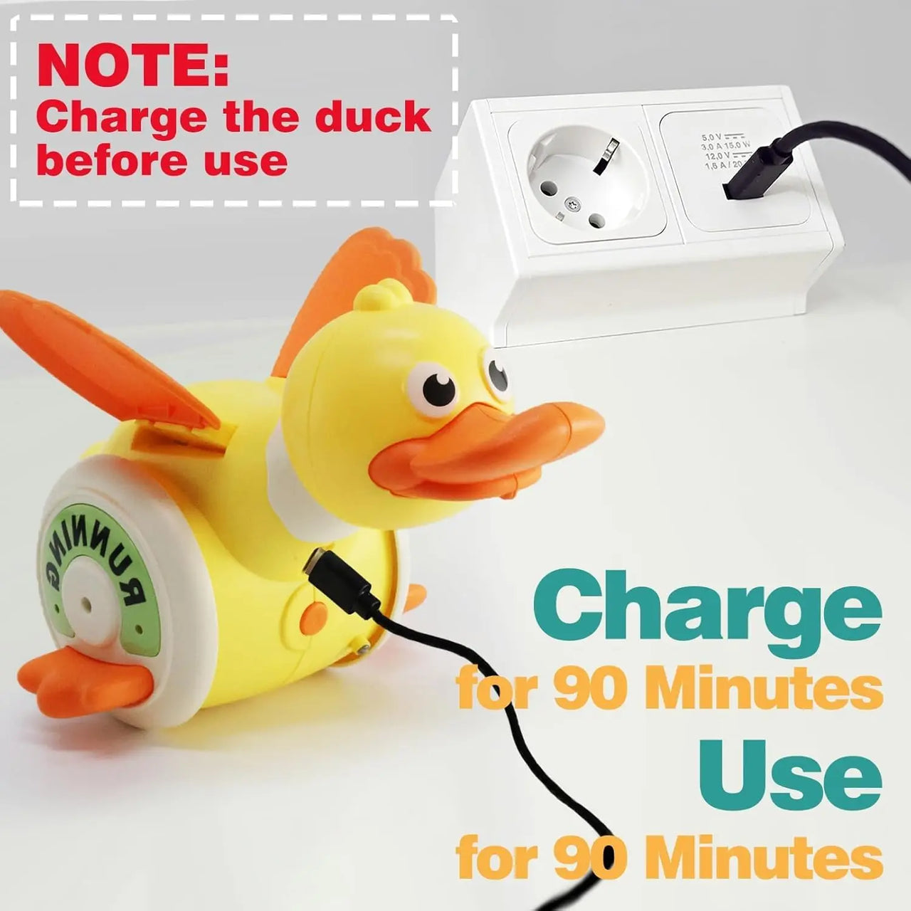 Kid Electric Rotating Duck Simulated Foraging Free Rotation Duck Sound&Light Music Tummy Time Toys Crawling Toys Educational Toy