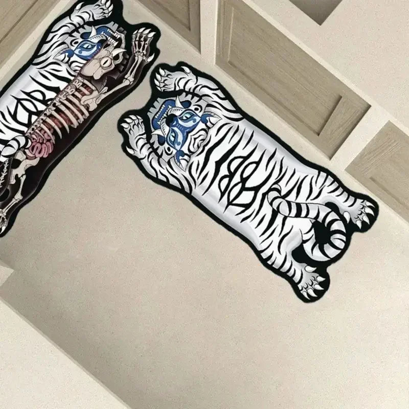 VIKAMA Tiger-Shaped Area Carpet - Non-Slip, Easy To Clean, Home Decoration, Kitchen And Bathroom Floor Mat, Entrance Door Mat