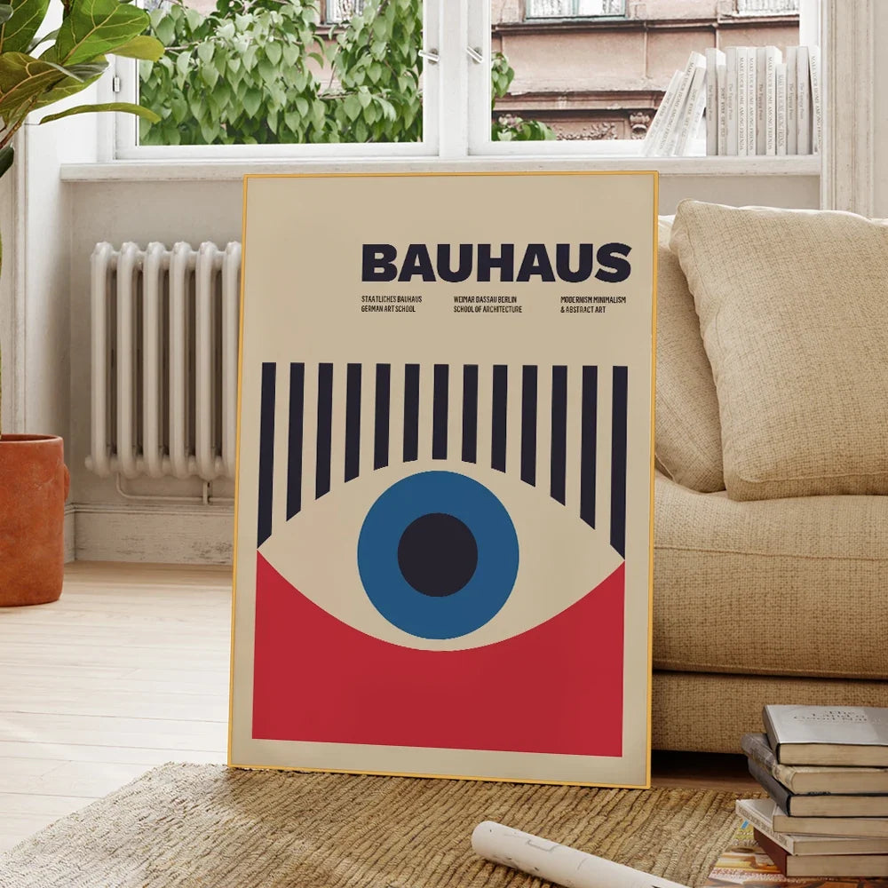 Modern Abstract Geometry Bauhaus Eye Poster Wall Art Aluminum Frame Prints Canvas Painting Poster Living Room Home Decor
