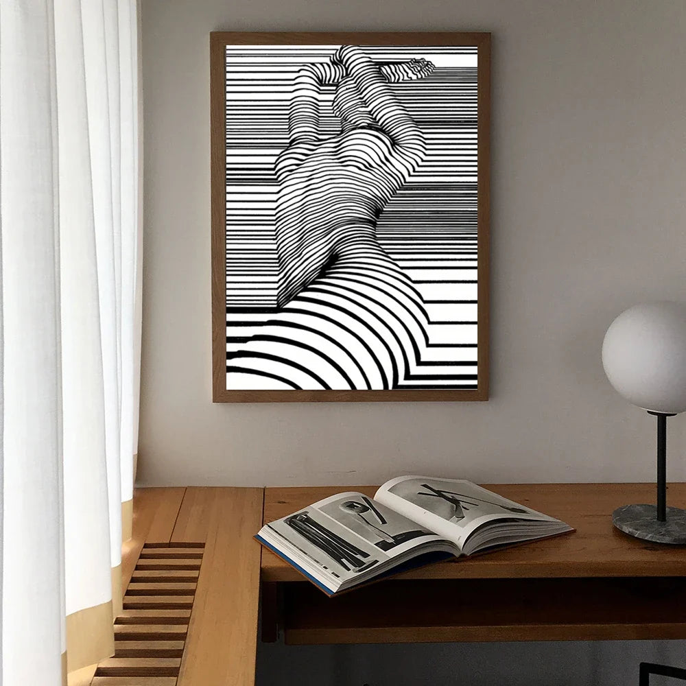 Modern Abstract Wall Art Black and White Nude Woman Picture HD Canvas Printed Poster Home Living Room Hallway Decoration