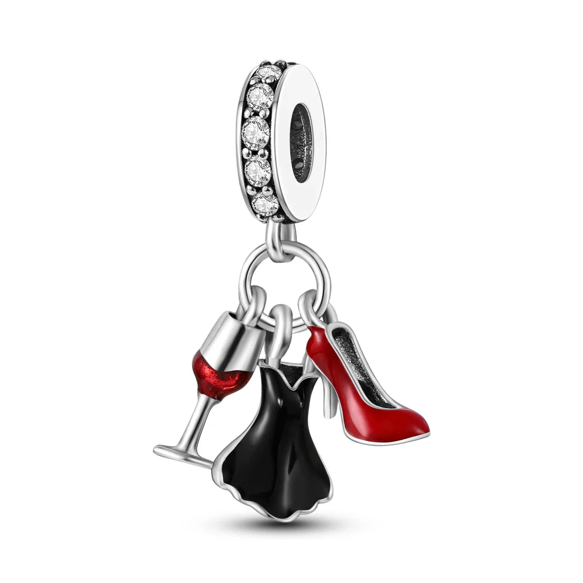 Fit Original Bracelet 925 Silver Ballet Girl Red High Heels Charms Pendants For Women Jewelry Making Gift