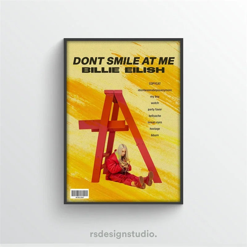 Rap Music Album Cover Happier Than Ever Poster Aesthetic Rapper Hip Hop Rock Canvas Wall Art Ideal for Room Decor