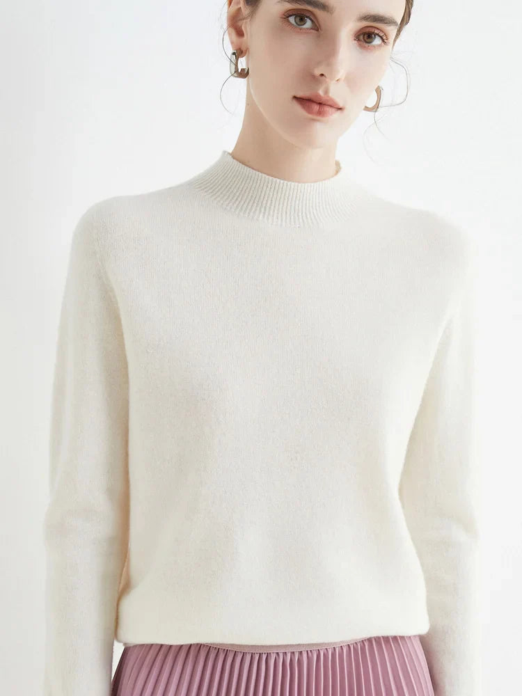 AOSSVIAO 2026 Autumn Winter Solid Mock-neck Pullover Women Sweater for Casual Knitwear Female Clothing Basic Soft Tops