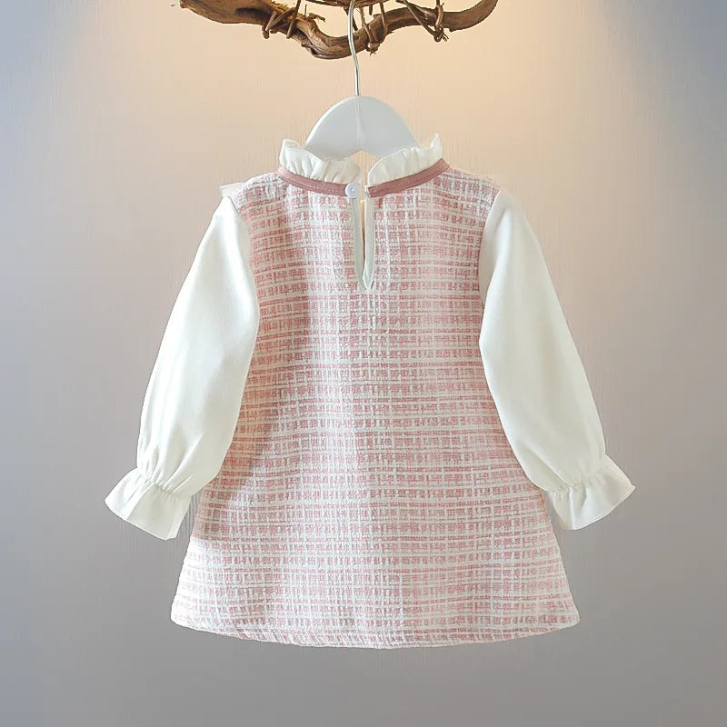 Baby Girl Dresses Spring/Fall Bow-Tie Plaid Long-Sleeve Girls' Dress Adorable Princess Baby Dress Baby Girl Clothes