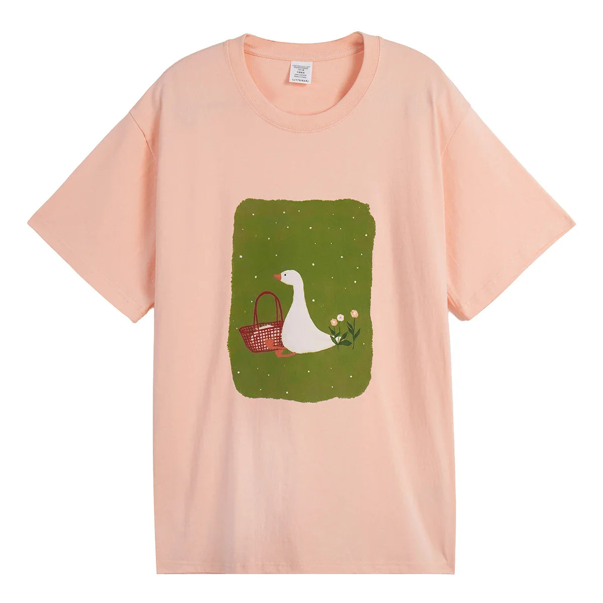 Sumuyoo Cotton Women's Fashionable Printed T-shirt Casual Vintage Fashion Hip Hop Loose Top 230g/m³ Printing Short Sleeve