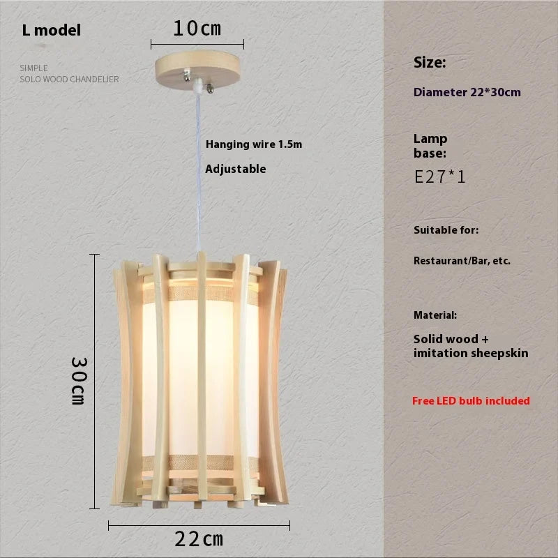 Solid Wooden Pendant Light For Livingroom Dining Room Kitchen Homestay Japan Style Suspension Hanging Lamp Art Decoration E27